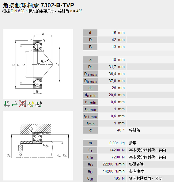 鑫宙國際貿(mào)易(上海)有限公司進(jìn)口7302B.TVP軸承參數(shù)資料